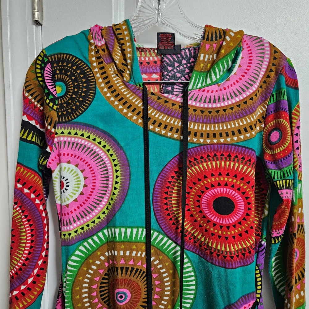 Boho Hippie Mandala Aller Simplement Hoodie Dress Womens Small Multicolor Cotton - Picture 4 of 10